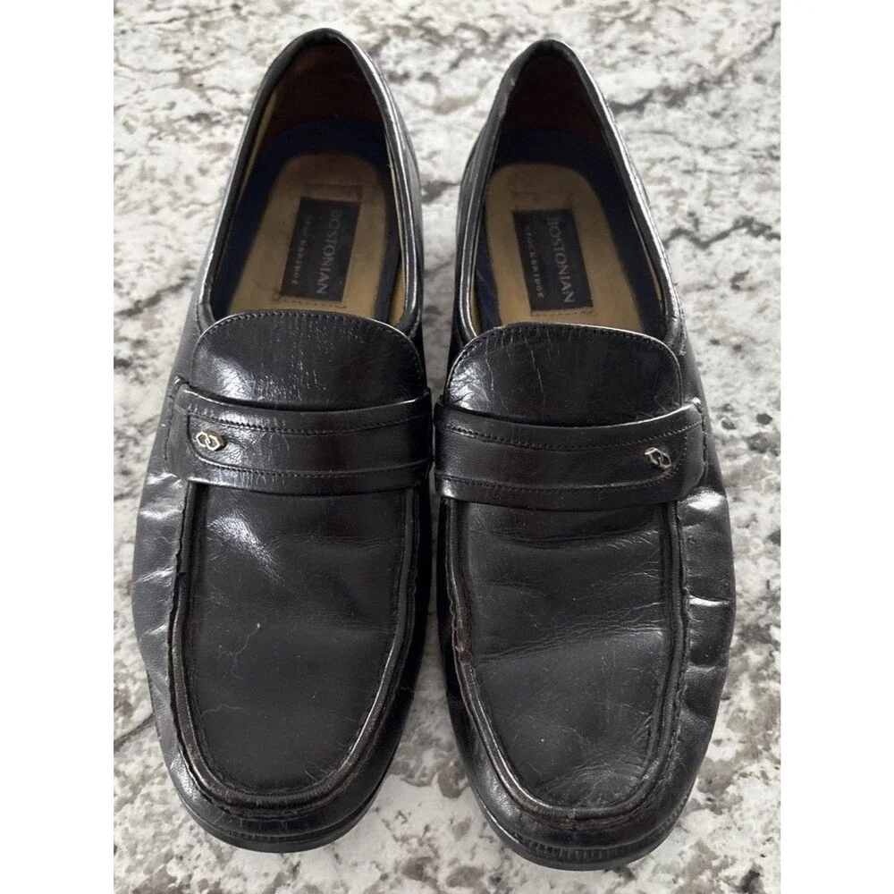 BOSTONIAN MENS LEATHER LOAFERS DRESS SHOES BLACK 9.5 MENS